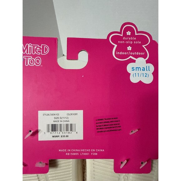 Limited Too white red lined Christmas bow slippers girls S 11/12 NWT glitter - Picture 5 of 6